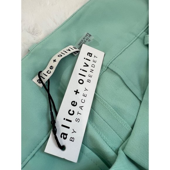 NWT Alice & Olivia Size 10 Stacey Slim-Fit Ankle Pants in Mint MSRP $275 - Picture 6 of 12